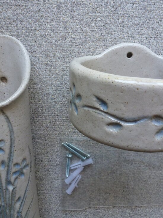 Handmade Hair dryer / curling iron holder, signed pottery main image 5